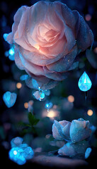 beautiul fantasy blue flower night background