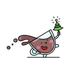 Colored vector illustration of a cup of cocoa with a Christmas tree