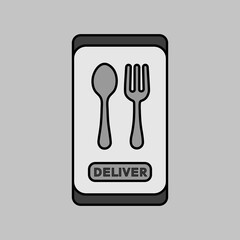 Fast food delivery service vector grayscale icon