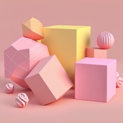 Ultra soft gift boxes isolated on pink background. Cartoon minimal air style. 3D illustration