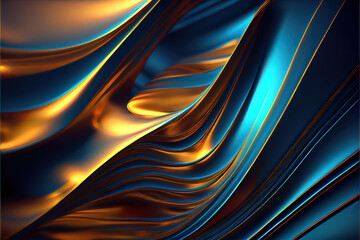abstract gold and blue background with fabric blanket silk waves as wallpaper header