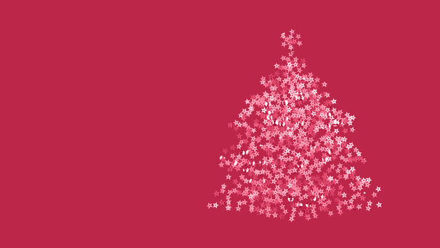 Viva Magenta Color of the Year 2023. Glitter confetti Christmas tree toned in color of the year 2023 viva magenta.