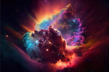 colorful space galaxy, supernova nebula background - obrazy, fototapety, plakaty