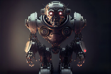 futuristic robot cyborg with glowing eyes