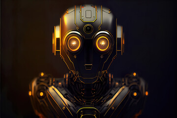 Fototapeta premium futuristic robot cyborg with glowing eyes