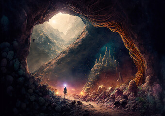 Adventure in cave landscape