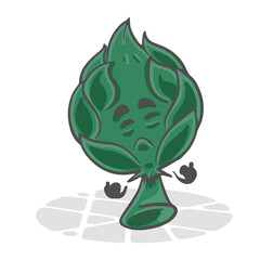 Artichoke. Funny vegetables. Cute cartoon character. Vector illustration isolated on white background