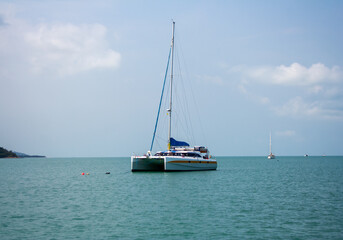 Sailboat in a bay of Koh Samui island