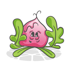 Radish. Funny vegetables. Cute cartoon character. Vector illustration isolated on white background