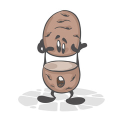 Potatoes. Funny vegetables. Cute cartoon character. Vector illustration isolated on white background