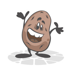 Potatoes. Funny vegetables. Cute cartoon character. Vector illustration isolated on white background