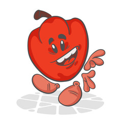 Sweet Pepper. Funny vegetables. Cute cartoon character. Vector illustration isolated on white background