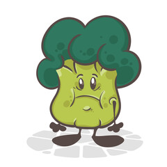 Broccoli. Funny vegetables. Cute cartoon character. Vector illustration isolated on white background