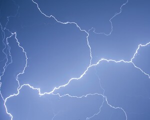 Lightning striking in the sky