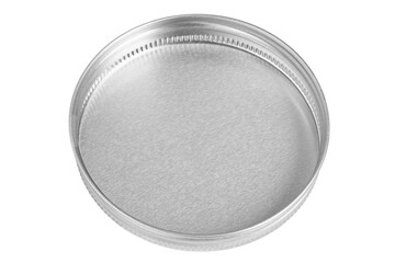 Metal lid of jar isolated on white background.