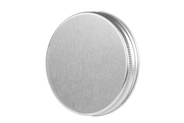 Metal lid of jar isolated on white background.