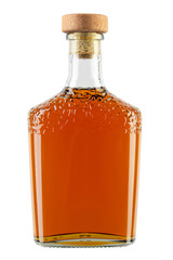 Full whiskey, cognac, brandy bottle isolated on white background.