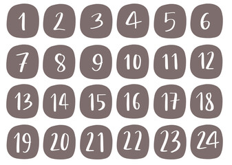Adventskalender xmas Christmas weihnachten zahlen Story Sticker layout handwritten lettering calligraphy brown nude