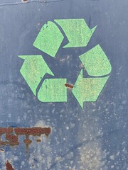 Industrial  Recycle Logo  Icon or Symbol on Blue Metal Background