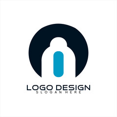 Abstract M letter vector logo design with circle.