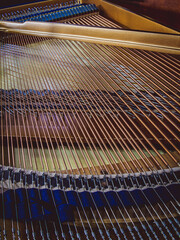 Strings of a Baby Grand Piano