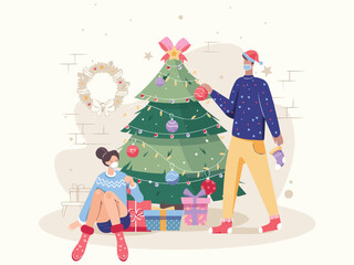 Merry Christmas Happy New Year Celebration Postcard Star Website illustrations