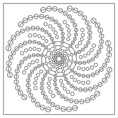 Spiral Art of Beads. Easy coloring pages for seniors and adults. Square tile pattern design. Good mood. Relieve stress and anxiety. Dopamine detox. #630
