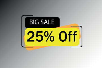 Big sale 25%. Rectangular shapes in black, yellow and orange with large letters and numbers. Vector for store and retail promotion.