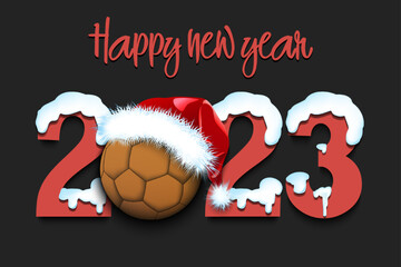 Fototapeta na wymiar Happy New Year 2023 and handball ball