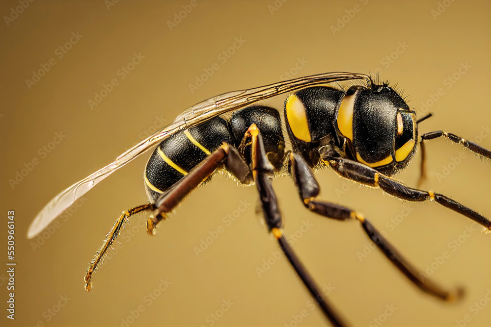 Wall mural studio portrait of flying wasp