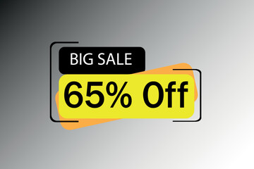 Big sale 65%. Rectangular shapes in black, yellow and orange with large letters and numbers. Vector for store and retail promotion.