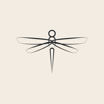 dragonfly line art logo vector design.