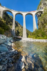 Printed roller blinds Landwasser Viaduct Swiss train over Landwasser Viaduct bridge in the alps, Graubunden, Switzerland