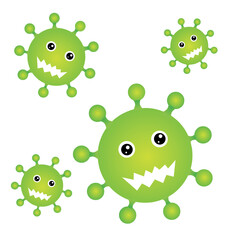 cute green virus monster illustration