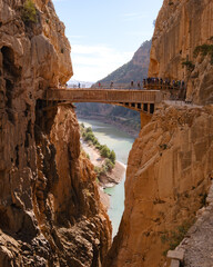 Fototapeta premium Caminito del Ray, The King's Path. A famous walkway along the steep walls of a narrow gorge in Spain.