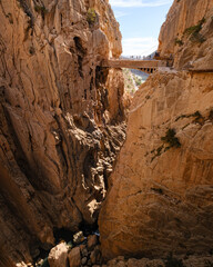 Caminito del Ray, The King's Path. A famous walkway along the steep walls of a narrow gorge in Spain.