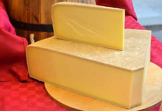 Italian food products, Toma alpine cheese of Piedmont.