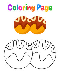 Coloring page with Takoyaki for kids
