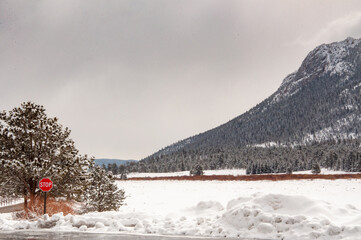 Snowy Rocky Mountain National Park, Colorado in the Winter