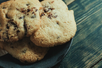 Chocolate cookie close up photo