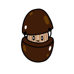 almond nut in chocolate, cute cartoon isolated , graphic design for presentation, marketing, art, illustration, t-shirt design, cartoon, comic, advertising, online media