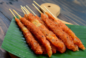 cilung or aci digulung food made from tapioca flour, traditional food from indonesia