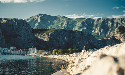 view from the beach to the mountain