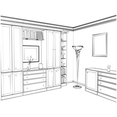 Living Room Vector. Illustration On White Background. A vector illustration Of A Living Room.