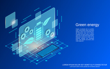 Green energy, eco technology, ecology, renewable technology, environmental protection vector concept illustration