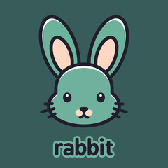 Rabbit line outline simple icon logo design. Vector illustration