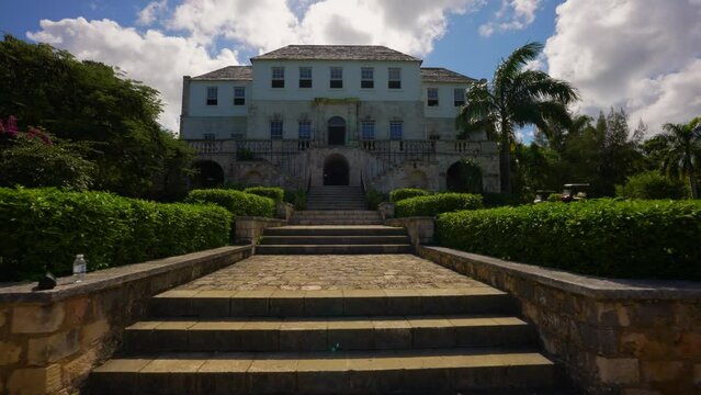 The Rose Hall Great House is a Jamaican Georgian plantation house now run as a historic house museum. It is located in Montego Bay, Jamaica with a panoramic view of the coast. 
