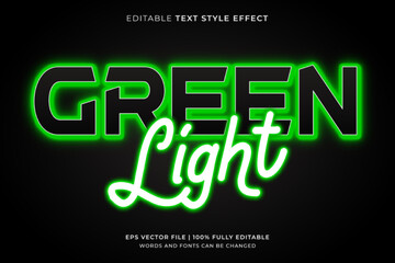 Green light neon editable text effect style