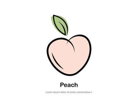 Peach fruit logo brand design vector