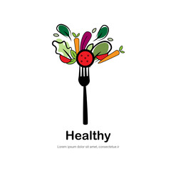 Healthy food salad logo brand design for vegan and helathy restaurant food brand design